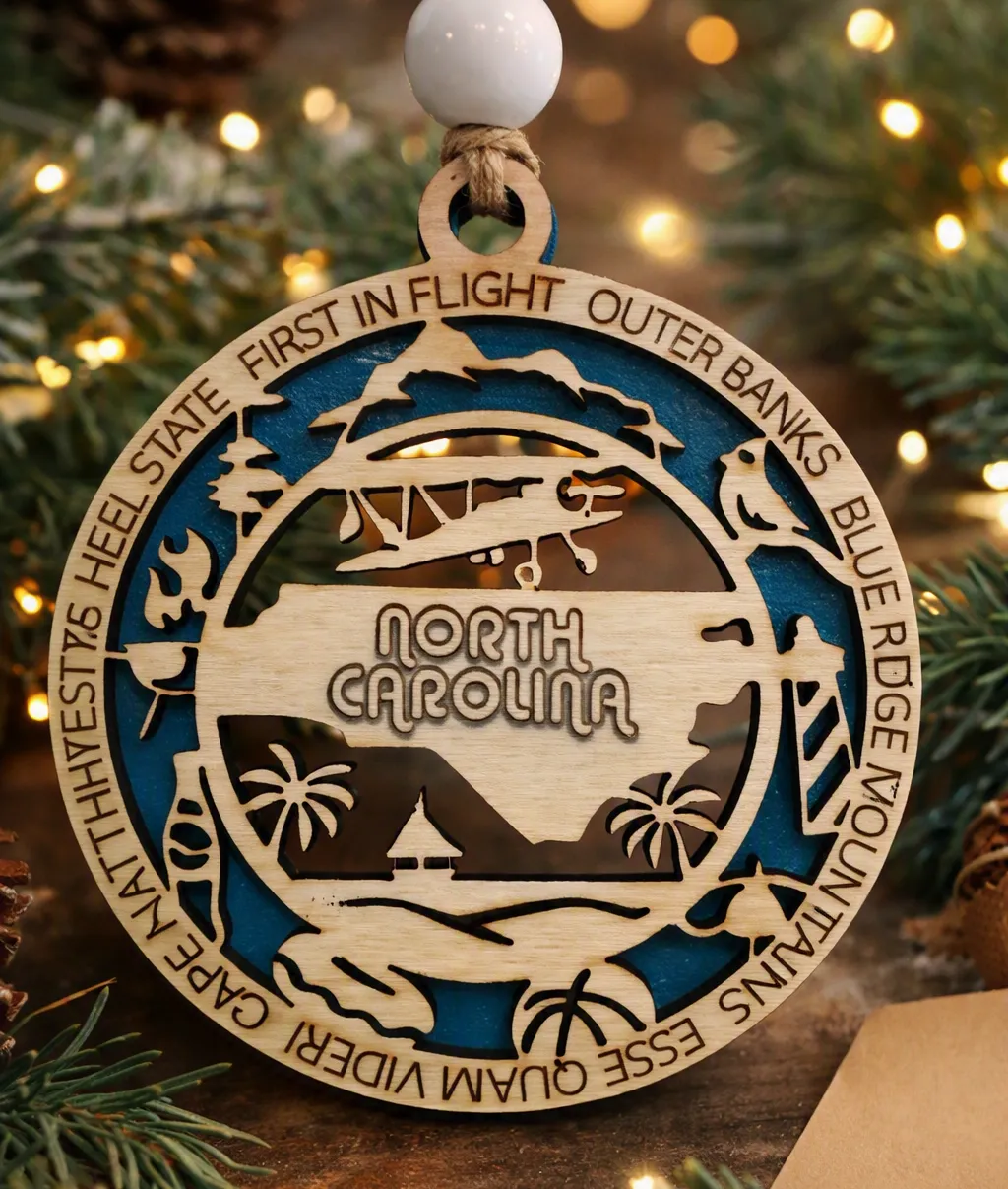 North Carolina Layered Ornament